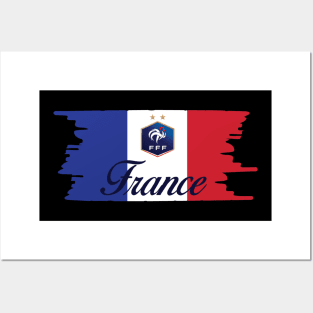 France Flag with Logo Posters and Art